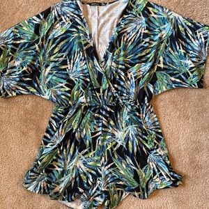 Leaf print romper